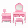 Dollhouse Dressing Table Set: Mini Furniture Bedroom Scene Accessories, Dressing Table Bedside Table Makeup Table