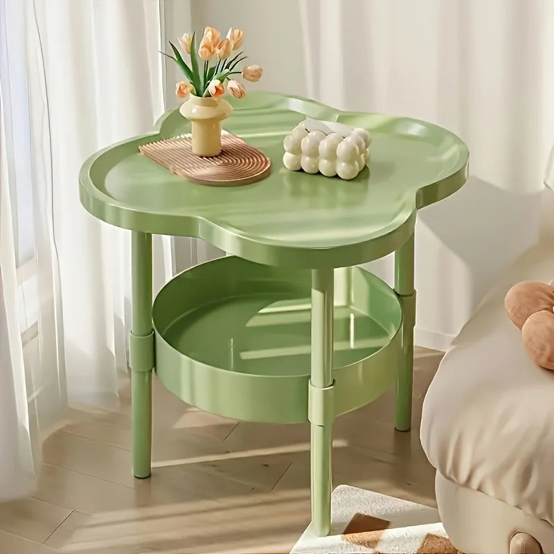 Stylish Round Side Table with Shelf