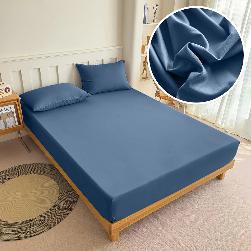 90/120/150/180x200 Fitted Bed Sheet With Elastic Band Solid Color Mattress Covers Protector Single Double King Beds 100% Polyest