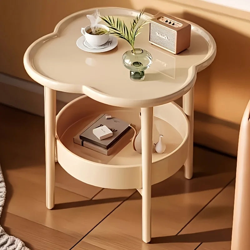 Stylish Round Side Table with Shelf