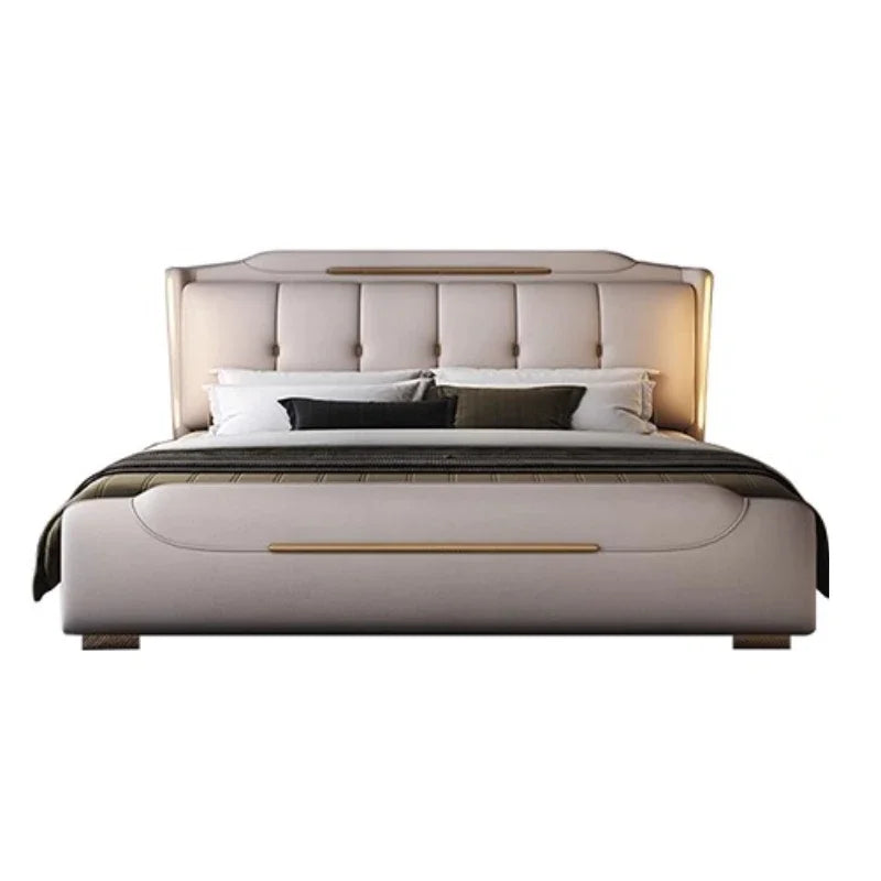 Double Upholstered Bed Modern Bedside Table Bedroom Lounge Bed Sleeping French King Letto Matrimoniale House Accessories