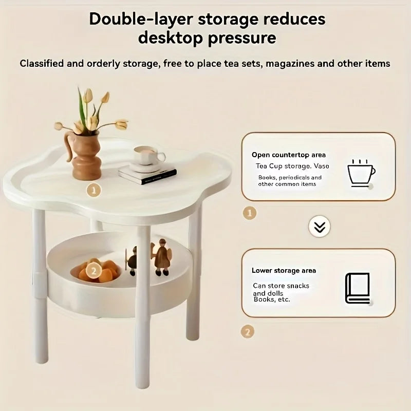 Stylish Round Side Table with Shelf