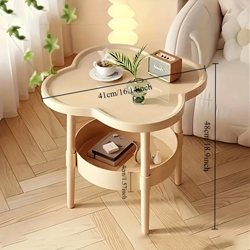 Stylish Round Side Table with Shelf