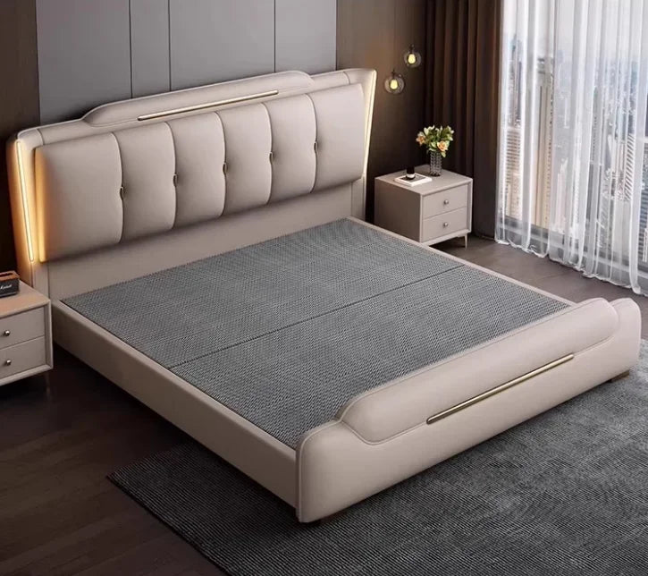 Double Upholstered Bed Modern Bedside Table Bedroom Lounge Bed Sleeping French King Letto Matrimoniale House Accessories