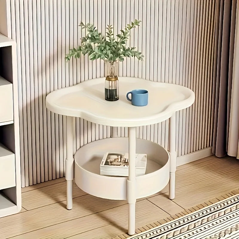 Stylish Round Side Table with Shelf